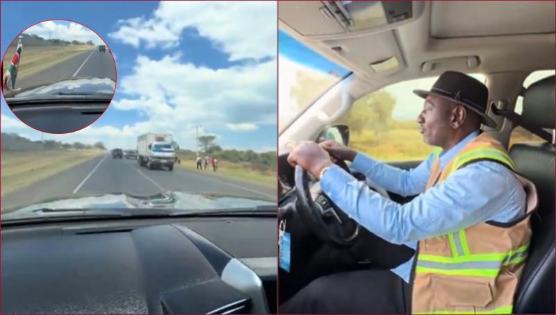 President William Ruto driving himself on the Nairobi-Nakuru Highway.